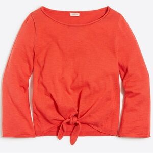 J. Crew Boatneck Tie-Front Sweater in Deep Coral, Size M